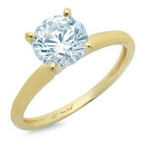 3CT okrugli rez plavi simulirani dijamant 14k žuti zlatni graviranje izjava bridalna godišnjica Angažovanje