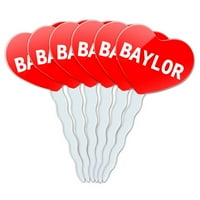 Baylor Heart Love Cupcake Picks Toppers - Set od 6