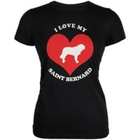 Valentines Volim svoju svetu Bernard Black Juniors meka majica - mala