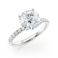 RARAT Diamond i moissan zaručni prsten u 14K bijeloj zlatu veličine Beverly Hills Prodavaonice nakita