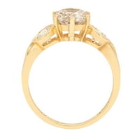 1.72CT okrugli rez smeđi šampanjac simulirani dijamant 18k žuto zlato graviranje izjava godišnjica Angažovanost vjenčanog kamenog prstena veličine 8,75