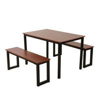 Zimtown Modern stol za trpezarije, stol sa dvije klupe, trpezarijski stol sa metalnim nogama