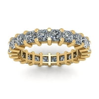 Prirodno 3,75ct Princess Cut Diamond zajednički zajednički ženski godišnjica vjenčanja vječna bend prstena od punog 10k žuto zlato G-H i1