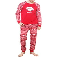 Canrulo Usklađivanje obiteljske božićne pidžame dugih rukava snježne pahulje jelena ispis raglan vrhovi + hlače set