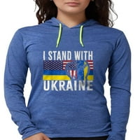 Cafepress - Stojim sa ukrajinskim zastavom Amer dugih rukava majica - Ženska majica sa kapuljačom