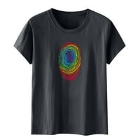 Qilakog Žene Ljetni modni vrhovi Casual Rainbow Ispiši kratki rukav majica okrugli vrat Casual Loose