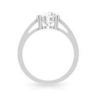 Dame 2. CT okrugli moissanite Solitaire zaručni prsten sa bočnim kamenjem, srebrnim srebrom, SAD 11.00