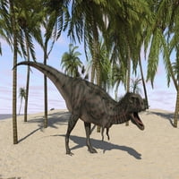 Majungasaurus u prapovijernom pejzažnom posteru