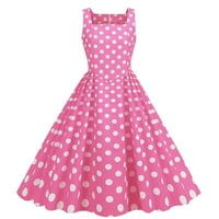 Drokolifer Žene Haljine Vintage 1950S ružičaste liste haljine bez rukava bez rukava Rockabilly Pinup
