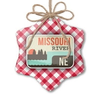 Božićni ukras SAD Rivers Missouri River - Nebraska Red Plaid Neonblond