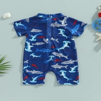 Bagilaanoe Toddler Baby Boys Jednodijelni kupaći kostim Print kratki rukav Ziper Rashguard Kupaći kostimi