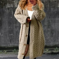 Ženska pletiva labava srednja dužina nepravilna zvučna džemper kardigan plus veličina pada zimske jakne