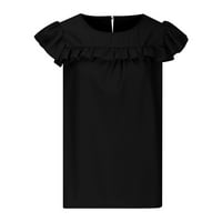 Ženske majice Ženska modna kratka rukava Solid Okrugli vrat Loodwweet i nježna ličnost Ispiši odmor na vrhu crne l