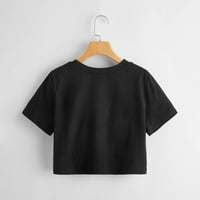 Vrh usjeva za tinejdžere Ženske kratke rukave Y2K T-majice Plamen Ispis Crew Crt Ljeto Slatka vježba Obrezana Tee Goth bluza