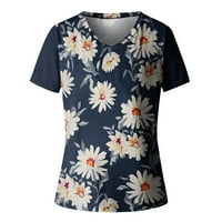 Scyoekwg majica s kratkim rukavima za žene cvjetni print casual ljetne grafike Comfy V-izrez Tunic The