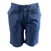 Muški casual plažnih kratkih hlača Pamuk posteljina izvlačenja klasične opuštene fit lagane ljetne kratke hlače sa džepovima