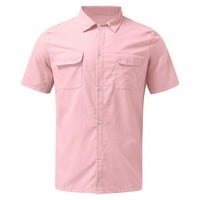 Muška košulja Ležerne prilike Slim Fit Top Solid Džep, Jednostruki pamučni posteljina kratkih rukava za muškarce