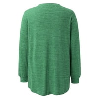 Plus size majica s dugim rukavima za žene Modni okrugli vrat Labavi pulover džepni majica čipkasti patchwork