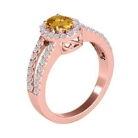 Zaručni prstenovi za žene 1. Carat Diamond i ovalni u obliku citrine prstena 10K ruža zlato
