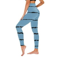 Ženske udobne joge uštede u obliku pune duljine uzorak tiska TUMMIJA KONTROLA High Struitana guza vježbanje teretane Plus veličina modni poklon za žene nebesko plavo l