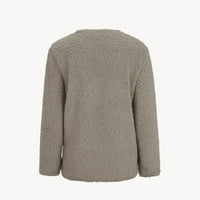 Sherpa Fleece Cardigan ženski džepovi gumb gore gore, casual zimskog kaputa Fau Shearling Shaggy Jacket