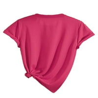 Ženska ležerna crtana crtani okrugli vrat kratkih rukava vruće ružičaste majice l