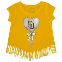 Djevojke Omladina Tiny Turpat Gold San Diego Padres Heart LALLY Fringe Majica