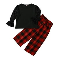 Pedort Outfit Set Toddler na Big Kid džemper i hlače za dva komada Crni, 130