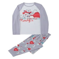 Božićne pidžame za obiteljski božićni medvjedski pismo Ispisuje O-izrez dugih rukava + Pajama pantalone