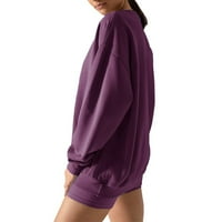 Veatzaer ženska dugačka dugačka dugačka dukserica posada na vratu Diverzionirani majica za pulover labave ležerne boje