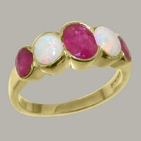 Britanci napravio 18k žuto zlato prirodno rubin i opal ženski zaručni prsten - veličine opcija - veličine