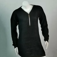 Hinvhai Plus džemper vrhovi na sezonskom klirensu Ženski čvrsti V-izrez zimske autenice toplo pleteni džemper patentni pulover TOP crno 18