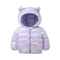 Zimske kapute za djecu s kapuljačom sjajno puni patentni patentni puffer jakna za dijete dječake dječake