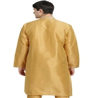 Muška umjetnost svilena Kurta Top indijski vjenčani casual duga majica Malo zlato
