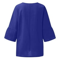Ženska posteljina Ljeto plus veličine vrha kratkih rukava pamuk top modna labava bluza casual v izrez