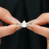 Rosec dragulji Žene 2. CT prsten za angažman u obliku mjesečevog kruška, split gold zaručni prsten, 14k bijelo zlato, SAD 6,50