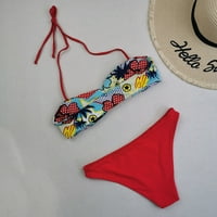 Ženski kupaći kostimi Tummmy Control Plus size Coleit CoverUp Ljetni modni patchwork tiskani rezervoalni seksi dvodijelni kupaći kostimi za kupaći kostim crvene s