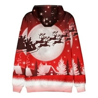 Knit Hoodie Muška modna Ležerna Casual Božićni 3D ispisani džemper Džep s dugim rukavima Gornji džemper Super meka dukserice s kapuljačom