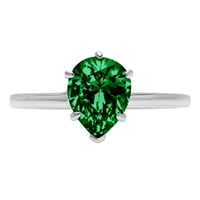 1.0ct kruška zelena simulirana smaragdna 18k bijela zlatna obljetnice za angažman prsten veličine 4,25