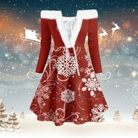 Miayilima Mini haljine za ženski povremeni božićni povremeni cvjetni tiskani kolač kratkih rukava s