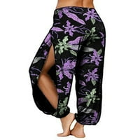 SoftMallow cvjetni print harem sportske joge hlače za žene visoki prorez hipi boho pjs lounge plaža