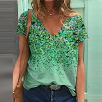 Ženska ženska plus veličine Tunic vrhovi kratkih rukava V izrez majica casual grafički tee bluzes s