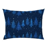 Pamuk Sateen Sham, Standard - Božićni šumski ružni treže ponoćne zvijezde Snježno plavo mornaričko drvo šuma zimski odmor Ispiši posteljinu od kašike