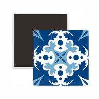 Blue Talavera Dekorativni cvjetni ilustracija Kvadrat Cracts Frižider Magnet održava memento