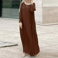 Ženska muslimanska maxi haljina za maxi haljine za obrnute visoke struke O-izrez