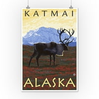 CARIBOU scena - Katmai, Aljaska - LP Originalni poster