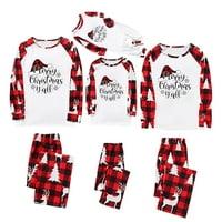 Porodična božićna pidžama Set Fashion Pismo Ispis dugih rukava Top plairana hlače za spavanje kućice za spavanje