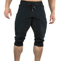 Toplo obrezirani sportovi za slobodno vrijeme Muške hlače Trening tekući muške hlače Teretne pantalone Men Black XL