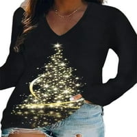 Zodanni Žene Xmas majica THORNFLAKE Print Tunika Bluza Osnovni božićni vrhovi Ležerne prilike za odmor Tamno plava 5xl
