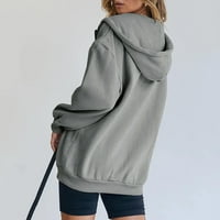 Zip up hoodie za ženske ležerne čvrstog dugih rukava sa kaputama sa kaputima s kapuljačom džepne dukserice